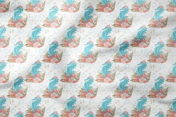 Летняя коллекция Подводная жизнь Морской конек Многоцелевая декоративная ткань с цифровым принтом