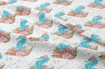 Deniz Atlı Kumaş, Pastel Sahil Desenli Dekor Kumaşı