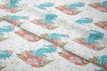 Deniz Atlı Kumaş, Pastel Sahil Desenli Dekor Kumaşı