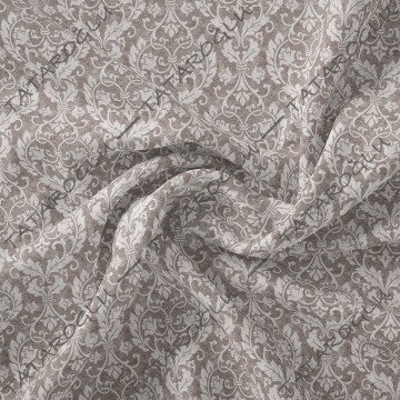 Eskitme Görünümlü Damask Desenli Dijital Baskılı Kumaş