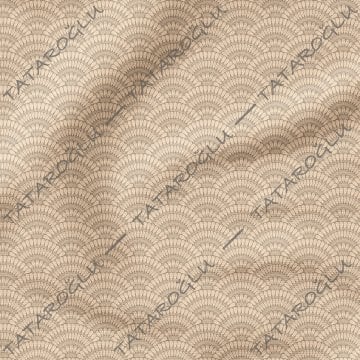 Eskitme Görünümlü Kahve Krem Tonlu Kuş Tüylü Geometrik Kumaş