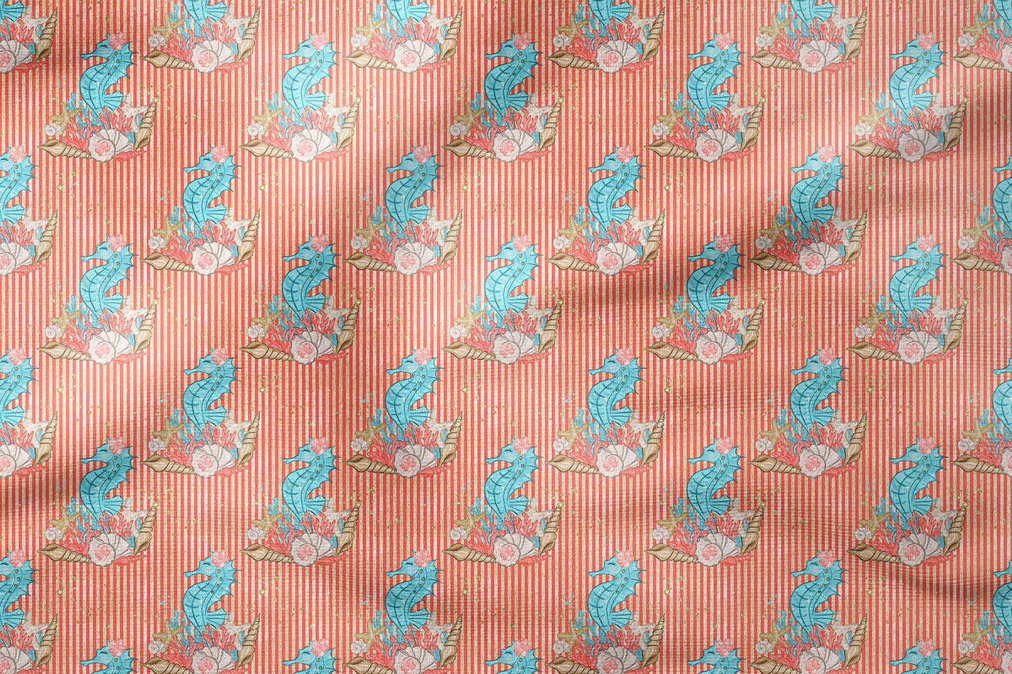 Deniz Atlı Kumaş, Çizgili Sahil Desenli Dekor Kumaşı