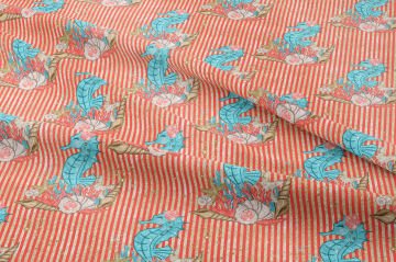 Deniz Atlı Kumaş, Çizgili Sahil Desenli Dekor Kumaşı