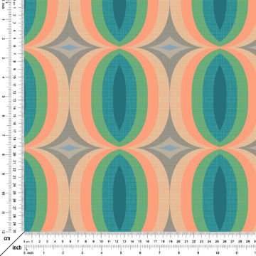 Keten Efektli Renkli Geometrik Desenli Kumaş