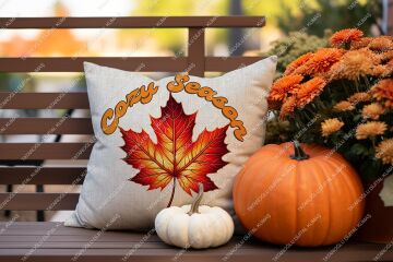 Sonbahar Cozy Season Yaprak Tasarımlı Kırlent 2'Li Dikilmemiş Panel