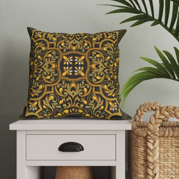 Gri-Gold Kandilli Ramazan Model 1-Pano Kırlent 2'li Set Dikilmemiş