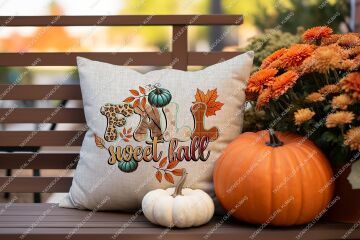 FALL Sweet Fall – Sonbahar Temalı Kırlent Panel Kumaşı2'Li Dikilmemiş Panel