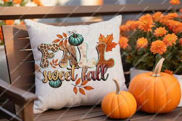FALL Sweet Fall – Sonbahar Temalı Kırlent Panel Kumaşı2'Li Dikilmemiş Panel