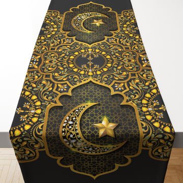 Gri-Gold Kandilli Ramazan Runner Dikilmemiş