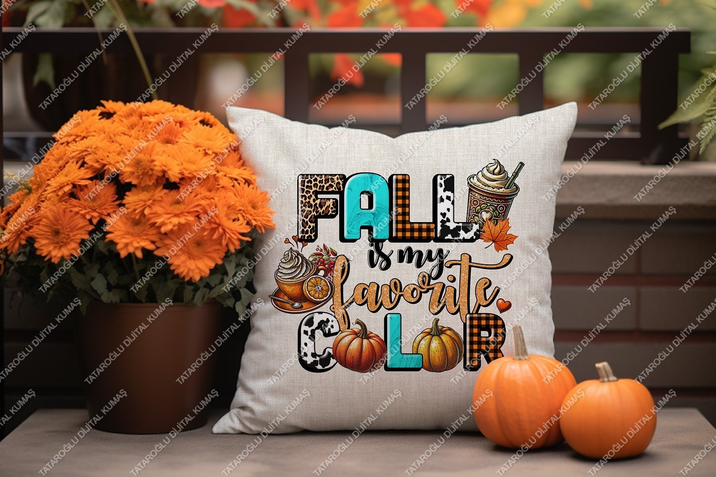 All the Fall Things – Sonbahar Kırlent Panel Kumaşı  2'Li Dikilmemiş Panel
