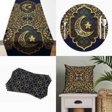 Lacivert-Gold Kandilli Ramazan