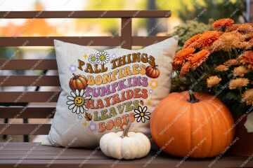 All the Fall Things – Sonbahar Kırlent Panel Kumaşı  2'Li Dikilmemiş Panel