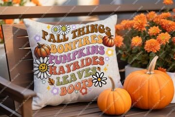 All the Fall Things – Sonbahar Kırlent Panel Kumaşı  2'Li Dikilmemiş Panel
