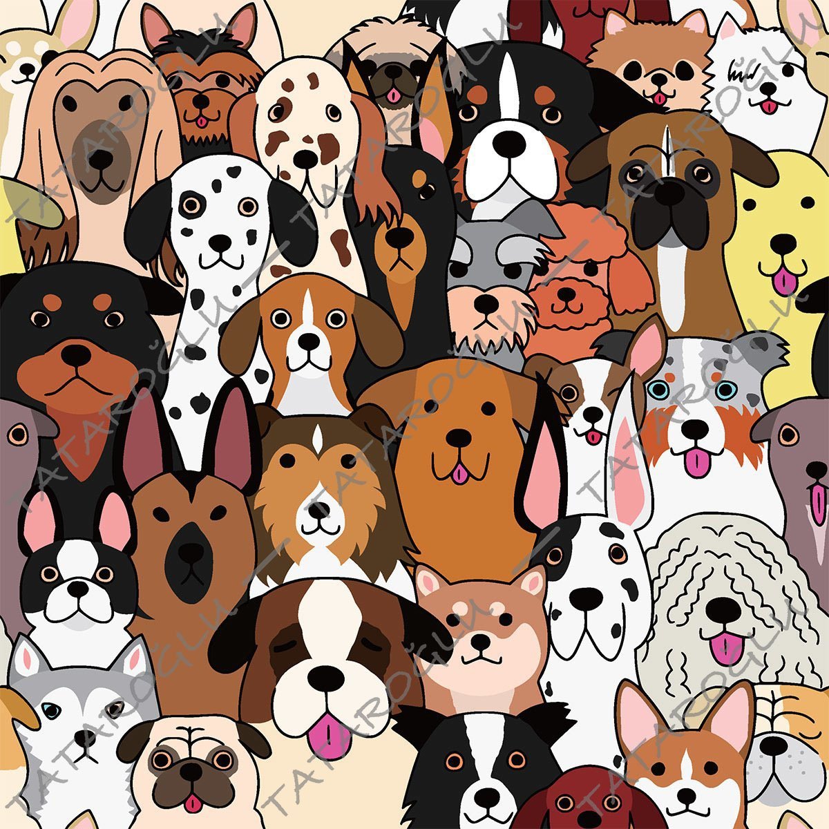 Dalmaçyalı ve Karışık Köpek Desenli Dijital Kumaş