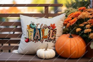I Love Fall Most of All – Sonbahar Temalı 2’li Kırlent Panel Kumaş, 45x45cm(Kopya)