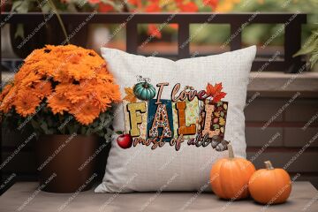I Love Fall Most of All – Sonbahar Temalı 2’li Kırlent Panel Kumaş, 45x45cm(Kopya)