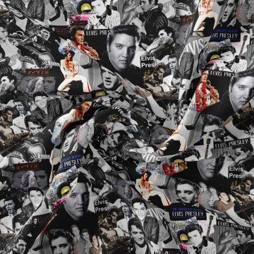 Patchwork Elvis Presley Konser Fotoğrafları Dijital Baskılı Kumaş
