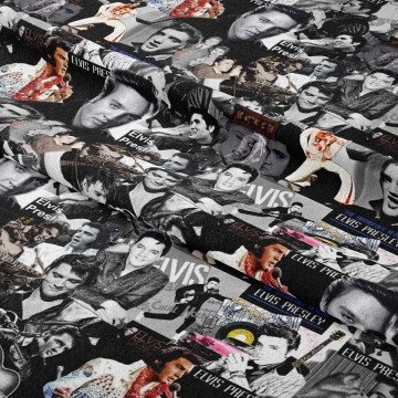 Patchwork Elvis Presley Konser Fotoğrafları Dijital Baskılı Kumaş