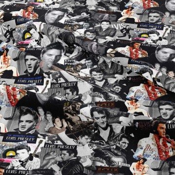 Patchwork Elvis Presley Konser Fotoğrafları Dijital Baskılı Kumaş
