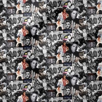 Patchwork Elvis Presley Konser Fotoğrafları Dijital Baskılı Kumaş