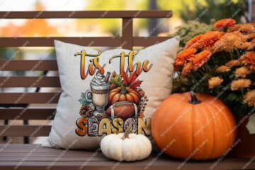 Tis The Season – Sonbahar Temalı Dijital Baskı Kırlent Kılıfı – 2’li 45x45 cm Kumaş
