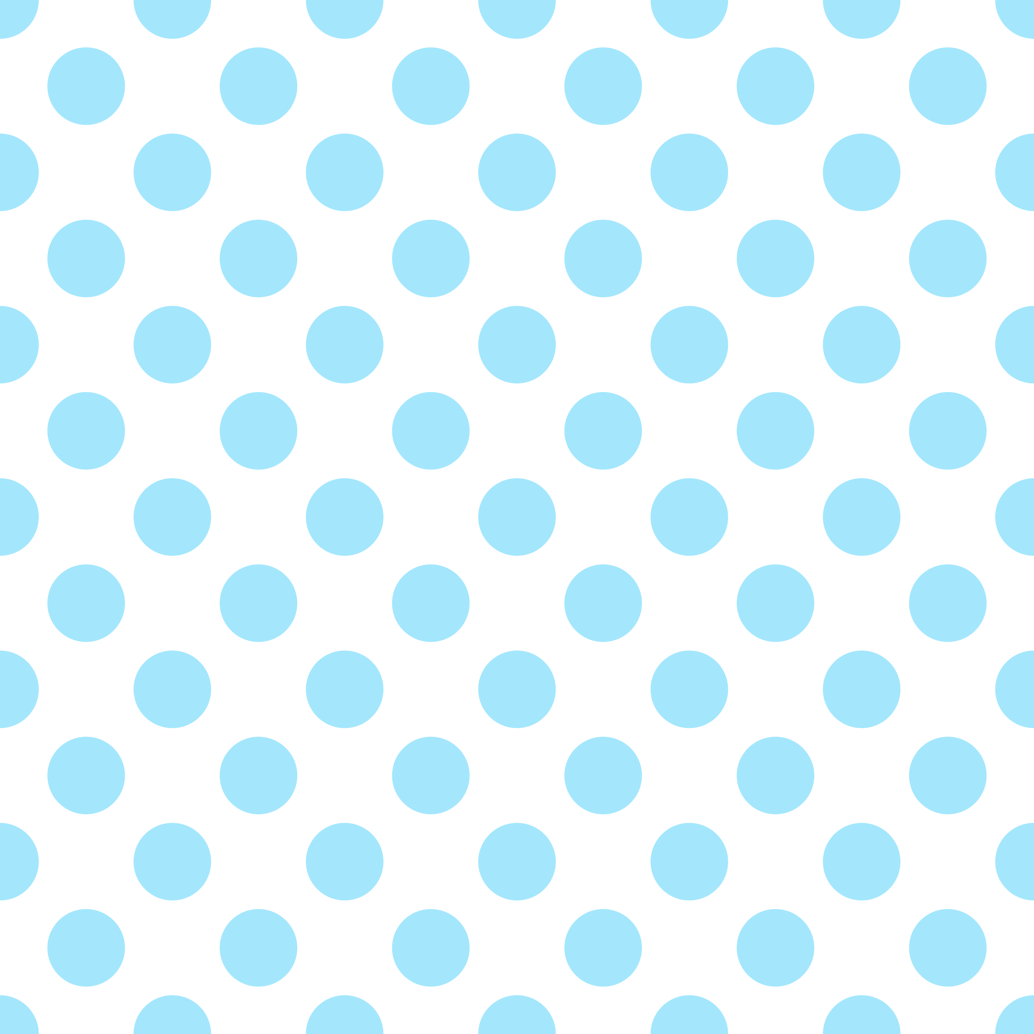 Polka Dot 1 cm Beyaz - Light Sky Blue Puantiye Dekoratif Baskı Kumaş