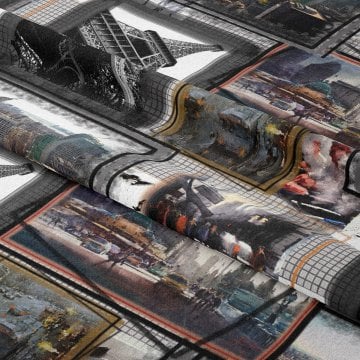 Paris Sokakları Eyfel Kulesi Şehir Sokakları Temalı Kumaş