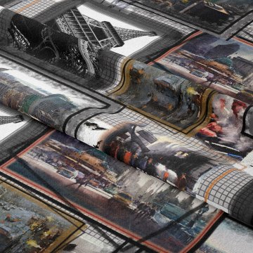 Paris Sokakları Eyfel Kulesi Şehir Sokakları Temalı Kumaş