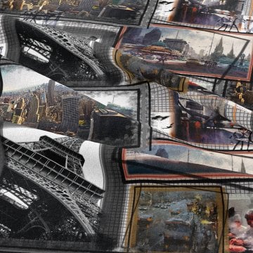 Paris Sokakları Eyfel Kulesi Şehir Sokakları Temalı Kumaş
