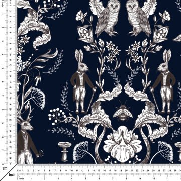 William Morris Koleksiyonu-Siyah Zeminli Masalsı Orman Hayvanları ve Çiçekleri