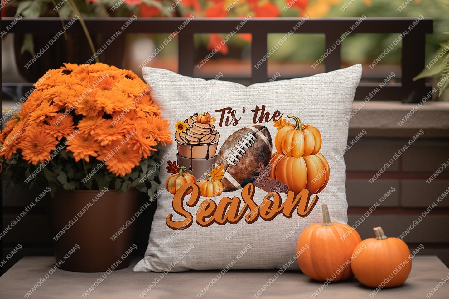 Tis’ The Season – Sonbahar Temalı Dijital Baskı Kırlent Kılıfı – 2’li 45x45 cm Kumaş