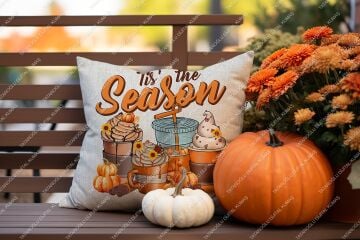 Tis’ The Season – Sonbahar Temalı Dijital Baskı Kırlent Kılıfı – 2’li 45x45 cm Kumaş