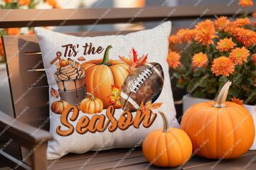 Tis’ The Season – Sonbahar Temalı Dijital Baskı Kırlent Kılıfı – 2’li 45x45 cm Kumaş