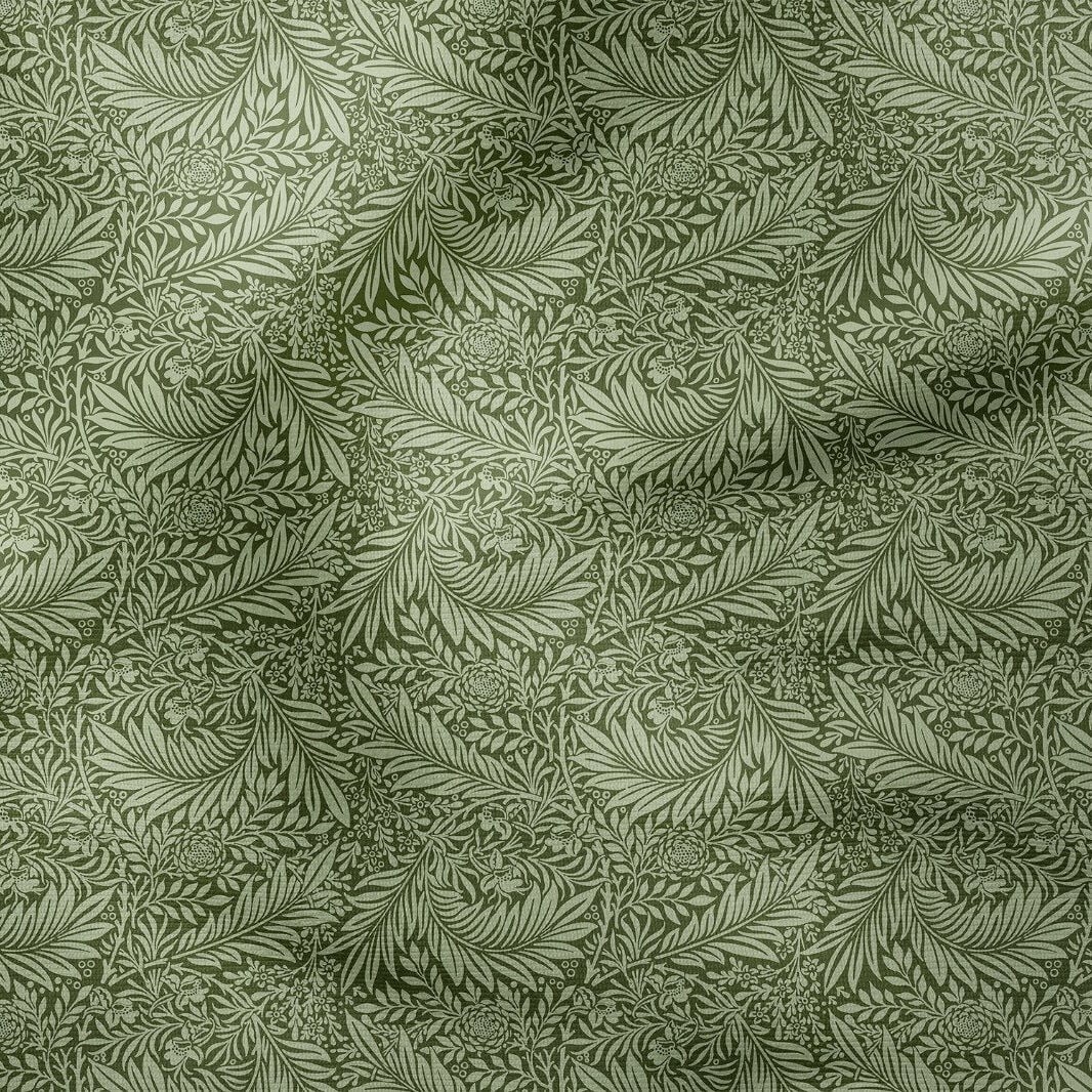 Yeşil Yaprak Desenli Kumaş – William Morris Stilinde Dijital Baskılı Dekoratif Döşemelik Kumaş