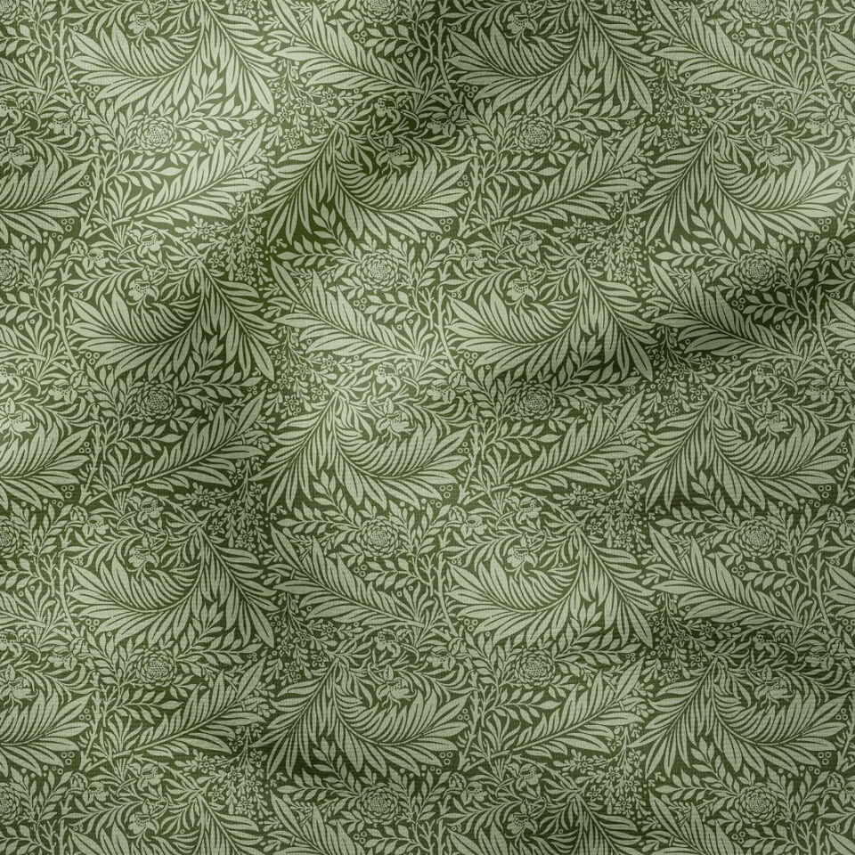 Yeşil Yaprak Desenli Kumaş – William Morris Stilinde Dijital Baskılı Dekoratif Döşemelik Kumaş