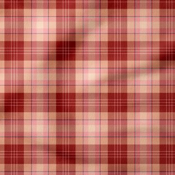 Bordo ve Toz Pembe İskoç Ekose Desenli Kumaş