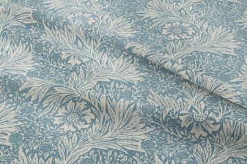 Mavi Vintage Botanik Desenli Kumaş – William Morris Stilinde Dijital Baskılı Dekoratif Döşemelik Kumaş