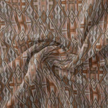 Kahve Tonlu Etnik Kilim Dokuma Efektli Kumaş