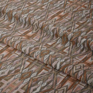 Kahve Tonlu Etnik Kilim Dokuma Efektli Kumaş