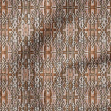 Kahve Tonlu Etnik Kilim Dokuma Efektli Kumaş
