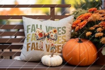 FALL VIBES – Sonbahar Temalı Dijital Baskı Kırlent Kılıfı – 2’li 45x45 cm Kumaş