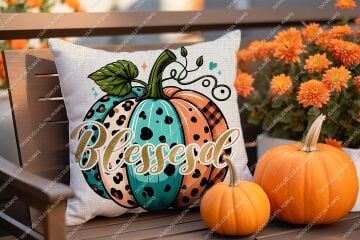 Blessesd – Sonbahar Temalı Dijital Baskı Kırlent Kılıfı – 2’li 45x45 cm Kumaş