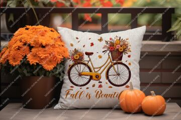 Fall is Beautify – Sonbahar Temalı Dijital Baskı Kırlent Kılıfı – 2’li 45x45 cm Kumaş
