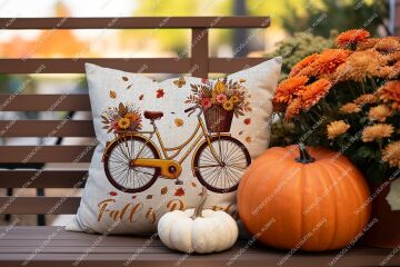 Fall is Beautify – Sonbahar Temalı Dijital Baskı Kırlent Kılıfı – 2’li 45x45 cm Kumaş