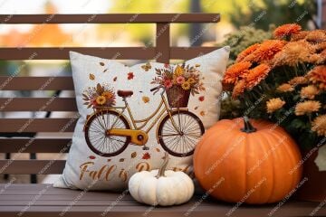 Fall is Beautify – Sonbahar Temalı Dijital Baskı Kırlent Kılıfı – 2’li 45x45 cm Kumaş