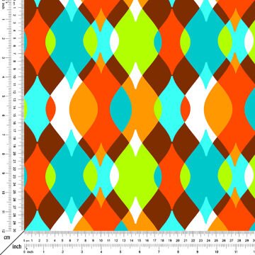 Renkli Geometrik Desenli Dijital Baskılı Kumaş