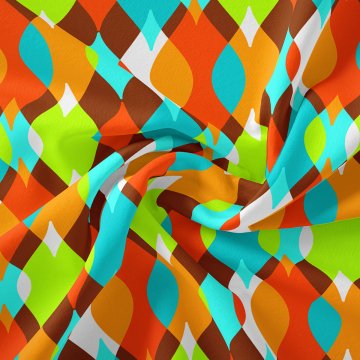 Renkli Geometrik Desenli Dijital Baskılı Kumaş