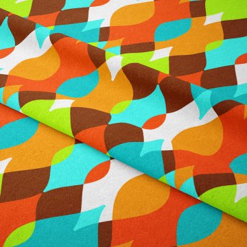 Renkli Geometrik Desenli Dijital Baskılı Kumaş