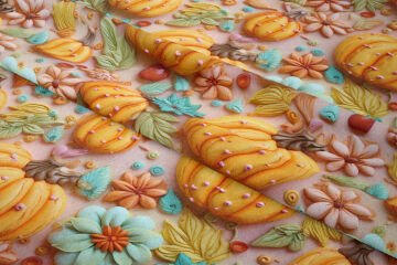 3D Balkabağı Çiçek Desenli Dijital Baskı Polyester Kumaş – Dekoratif Sonbahar Tasarımı