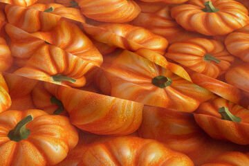 3D Turuncu Balkabağı Dijital Baskı Polyester Kumaş – Dekoratif Sonbahar Teması